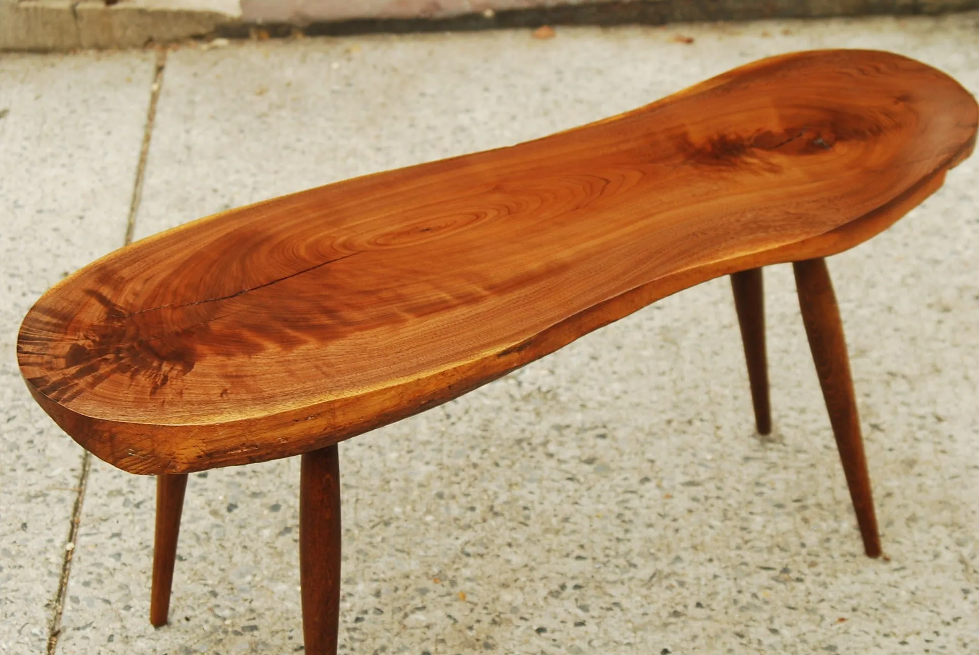 SOLD -- COMPACT AMORPHIC TREE SLAB COFFEE TABLE