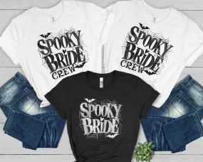 Spooky Bride Crew T-Shirt, Halloween Wedding Party VNeck Tee, Bachelorette Bride Shirt,Bridal Graphic Tee, Bat Themed Bride Squad Sweatshirt