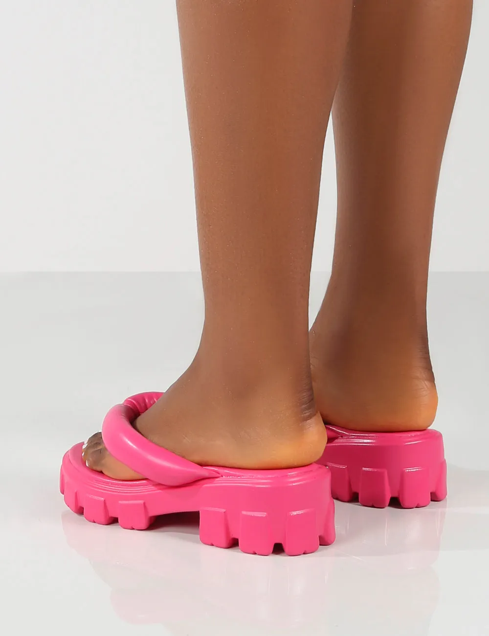 State Pink Chunky Sole Thong Strap Sandals