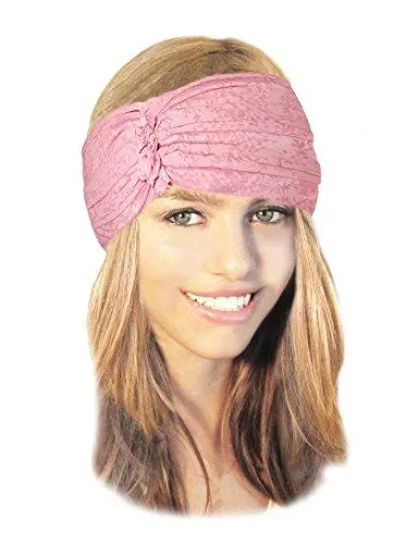 Stretch Chunky Wide Head-band, Hair-band, Boho Chic Head-wrap (Pink - 055)