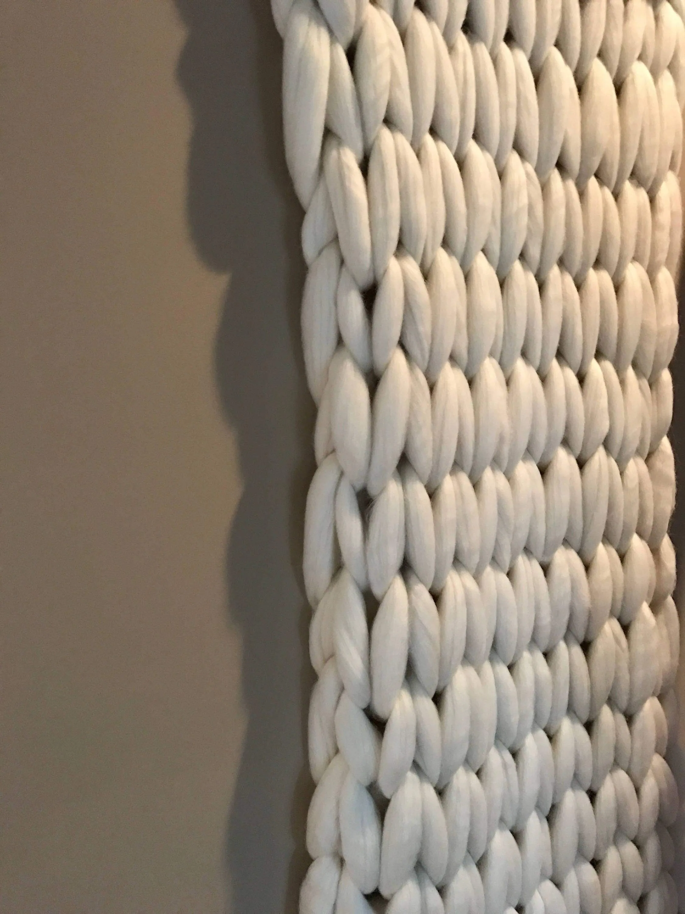 Super Chunky Knit Merino Wool Wall Hanging 30" x 50"  Visully soft and warm - Beautiful!