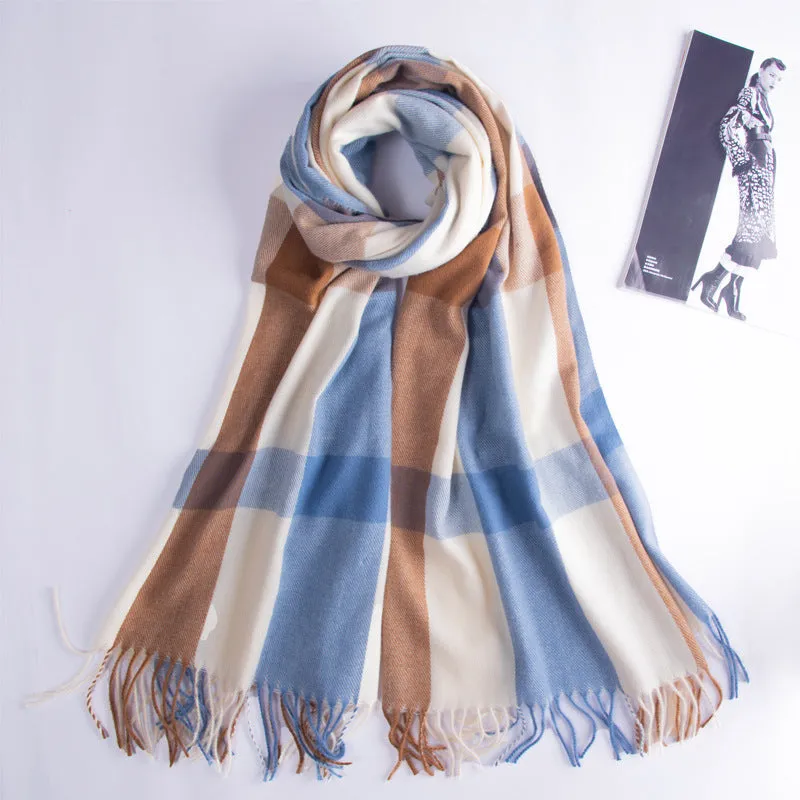 Super soft women's plaid warm scarf fashion shawl autumn and winter imitation cashmere scarf