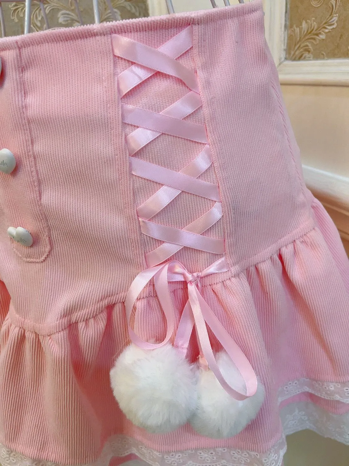 Sweetheart Princess Layered Cross Pink Ruffled Cake Short Skirt