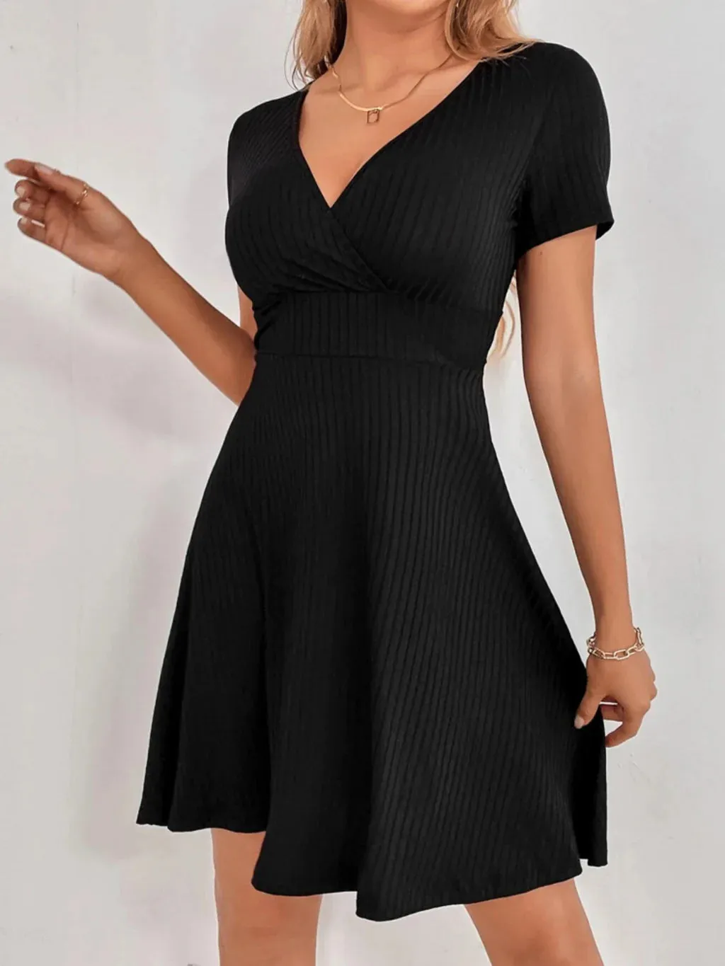 TastyHottie - SEXY V-NECK RUFFLED DRESS