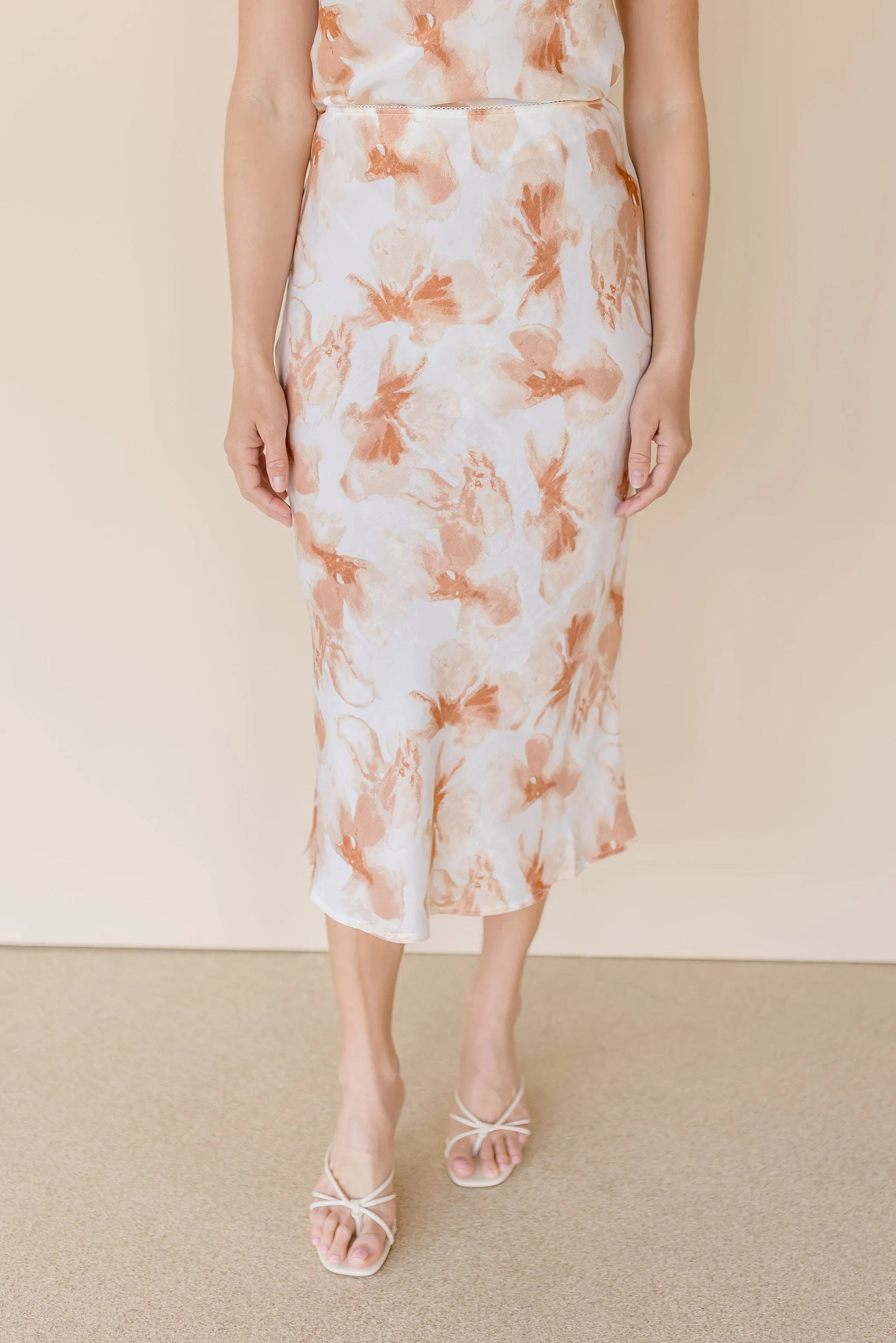 Tatiana Satin Midi Skirt