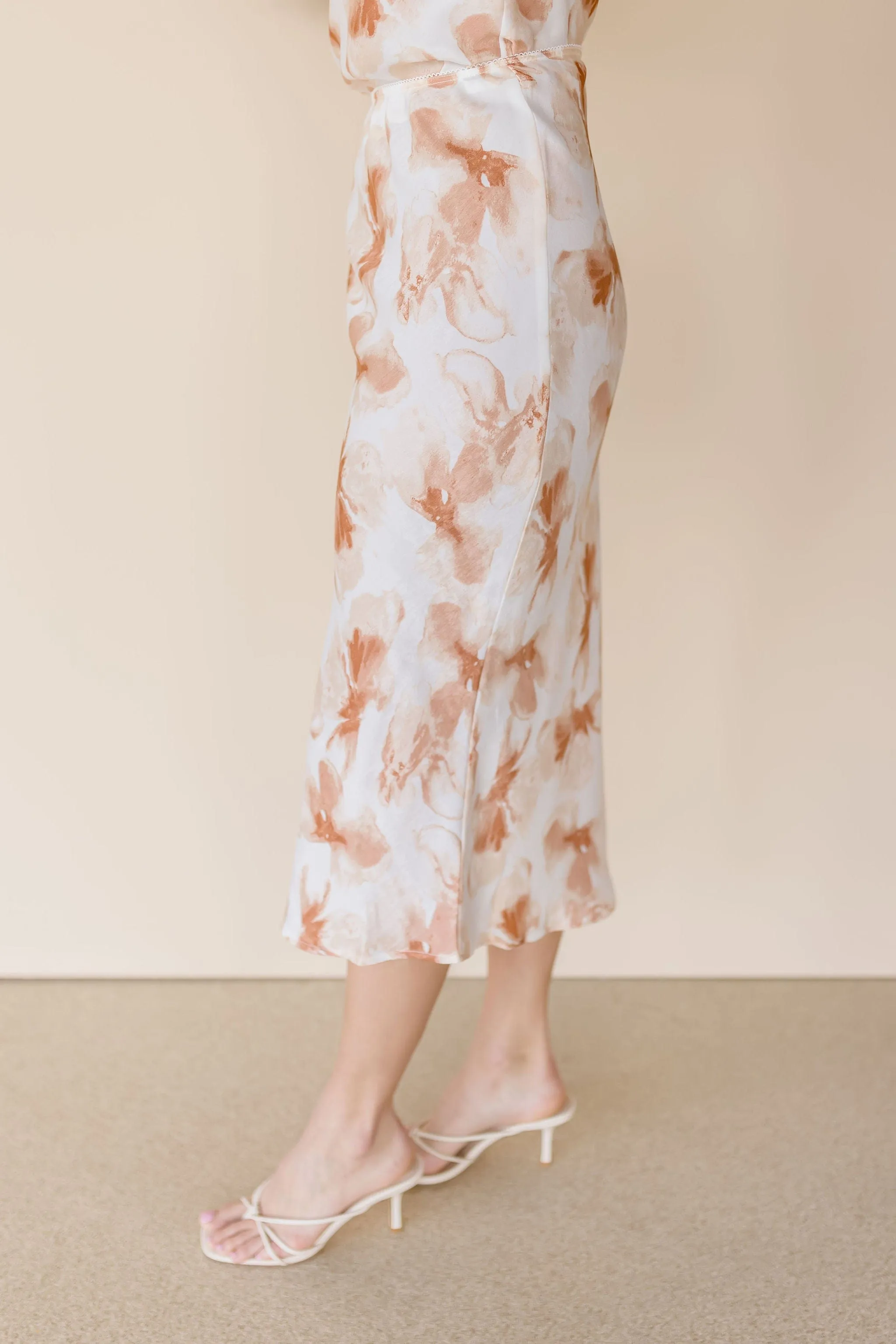 Tatiana Satin Midi Skirt