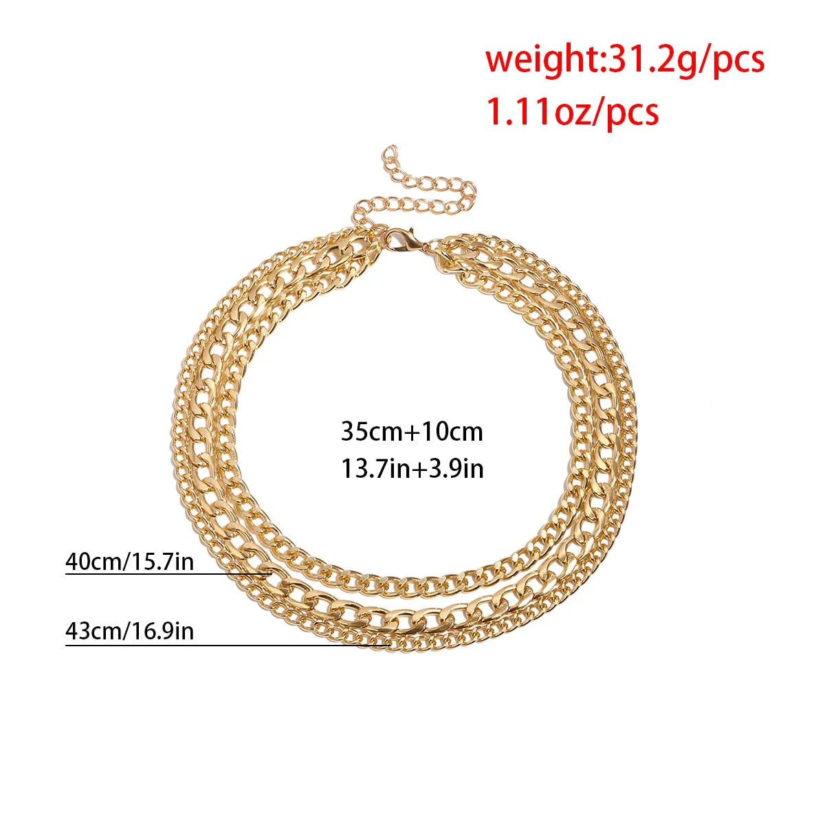 Three Layer Chain Link Necklace