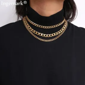 Three Layer Chain Link Necklace