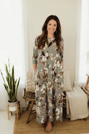 Three Quarter Floral Maxi
