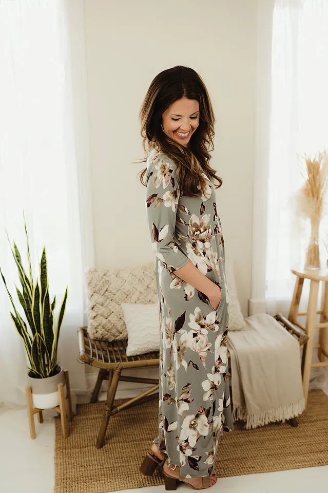 Three Quarter Floral Maxi