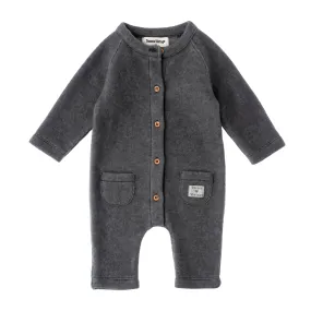 TOCOTO VINTAGE DARK GREY L/S MINI POCKET ROMPER