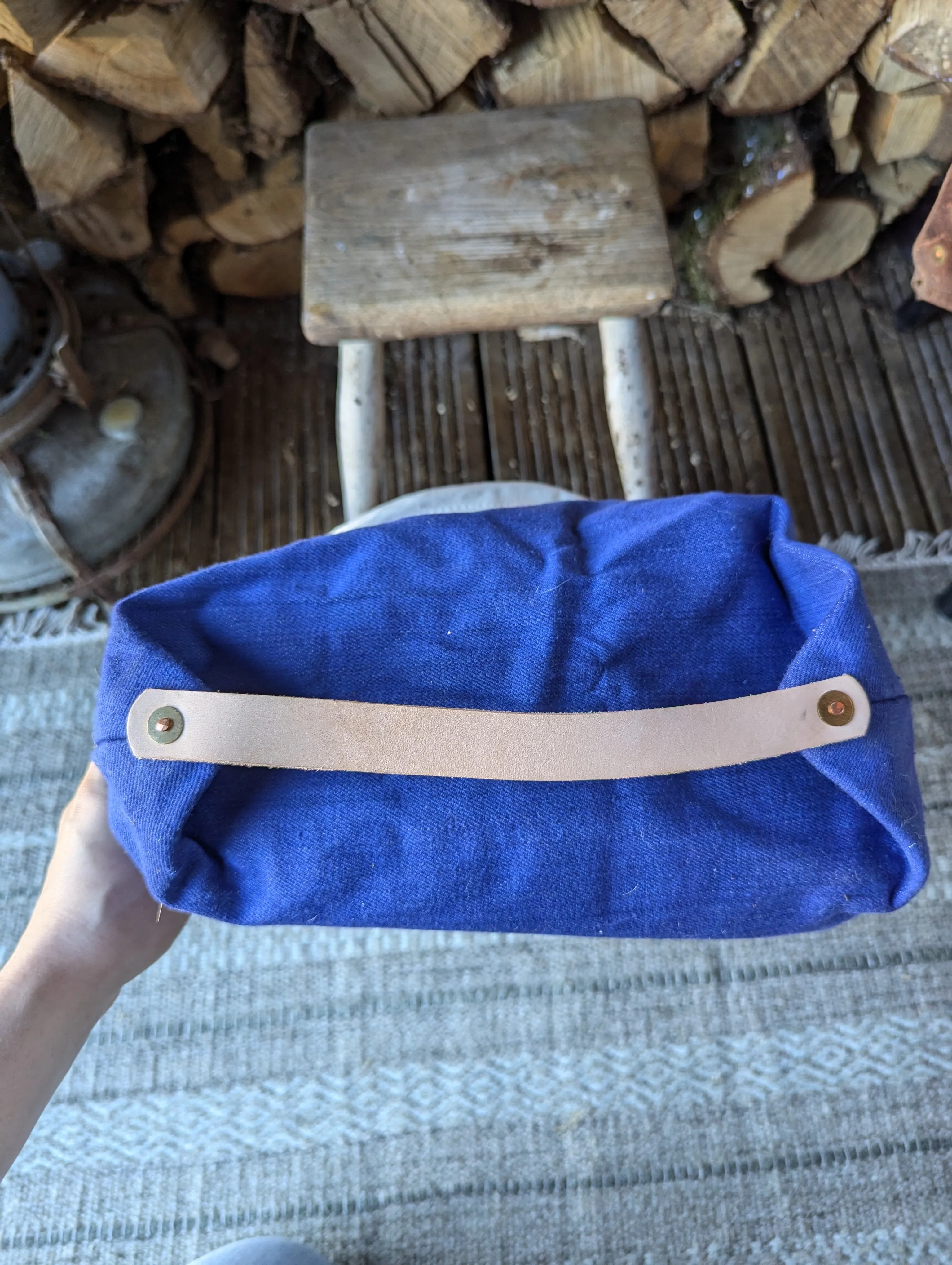 Tote bags, double-lined denim or canvas with leather handles