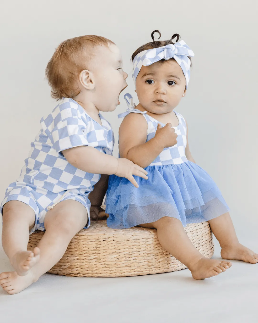 Tutu Romper | Checkered Blue