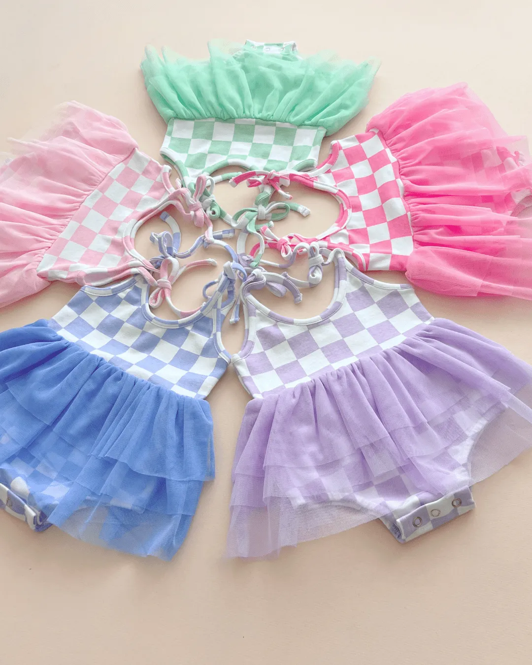 Tutu Romper | Checkered Blue