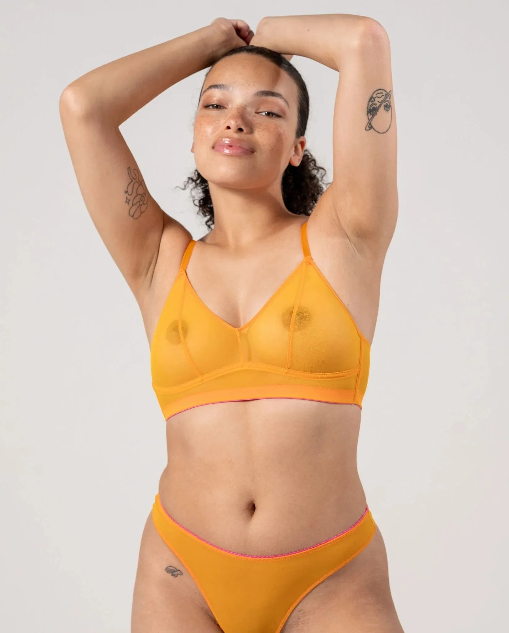 Understatement Underwear - Mesh Balconette - Apricot/Neon Pink