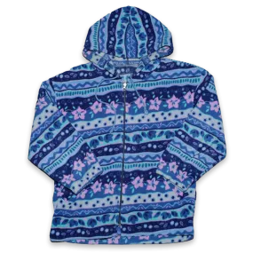 Vintage Pattern Hooded Fleece Jacket Medium