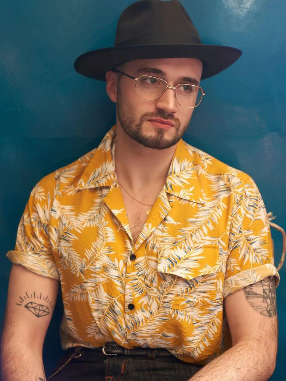 Vintage Style Ochre Leaf Hawaiian Shirt