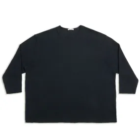 Waffle Thermal Long Sleeve T-Shirt - Black Cotton
