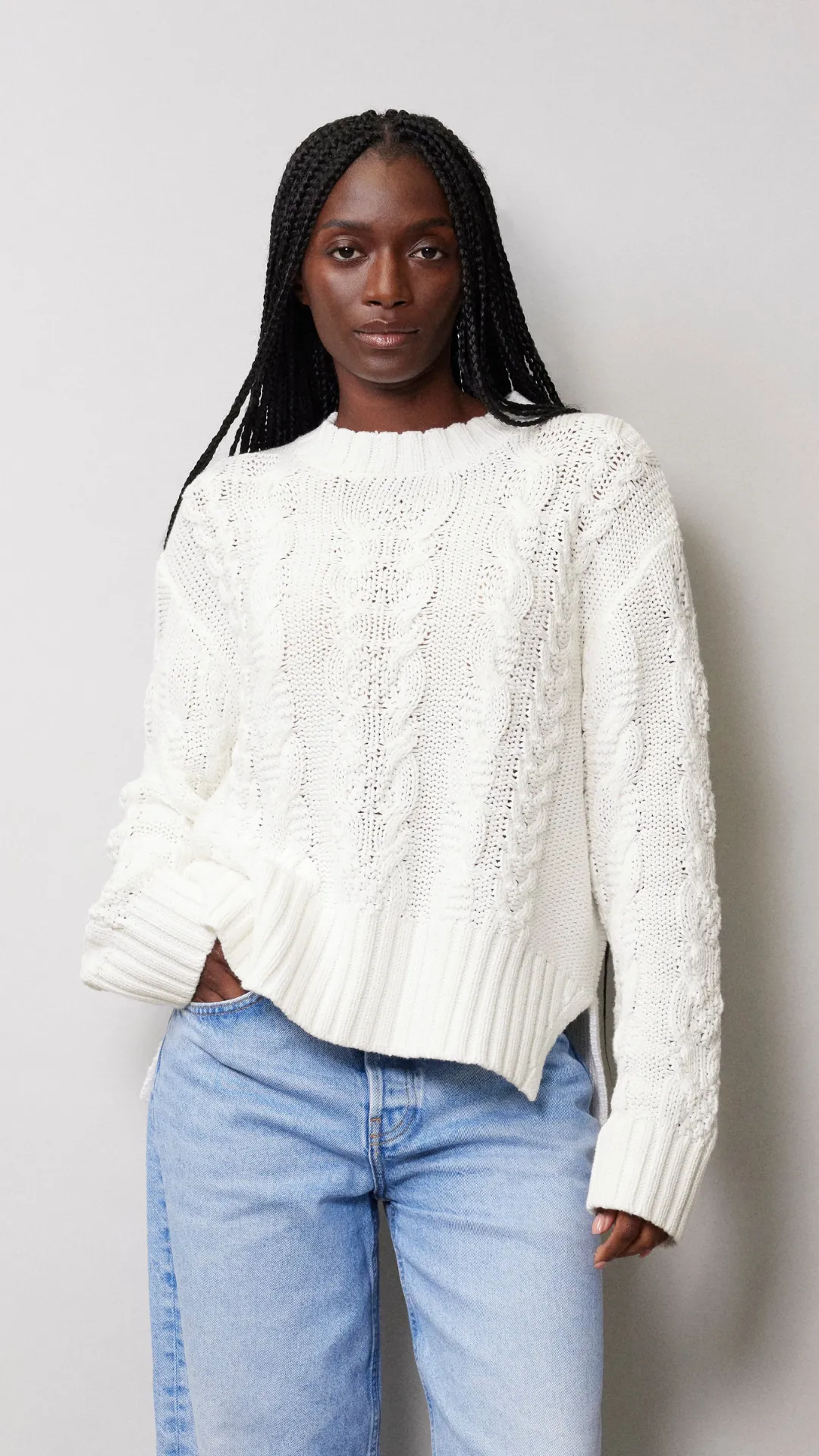 White Cotton Cable Jumper