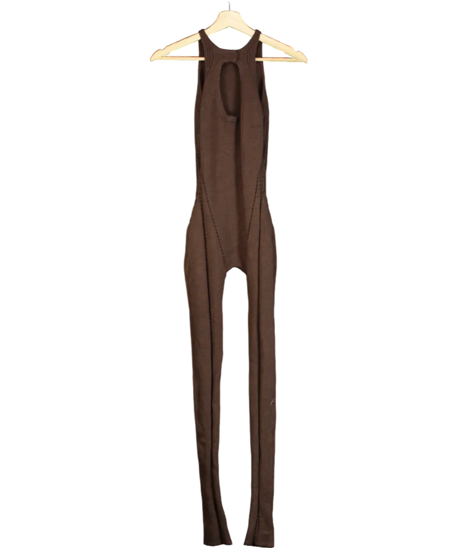 White Fox Brown Tell You A Secret Knit Jumpsuit UK M