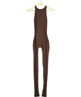 White Fox Brown Tell You A Secret Knit Jumpsuit UK M