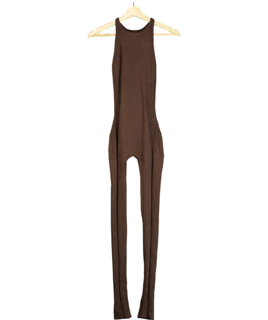 White Fox Brown Tell You A Secret Knit Jumpsuit UK M