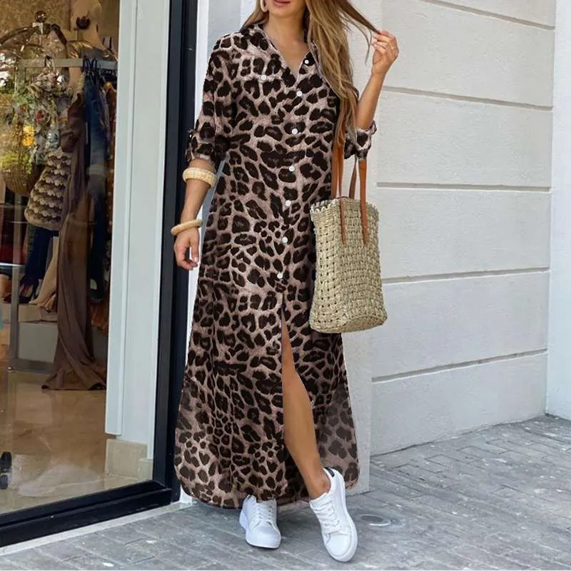 Women Party Autumn Casual Long Sleeve Maxi Long Vestidos Dress - WD8068