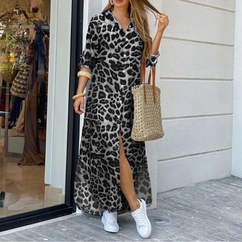 Women Party Autumn Casual Long Sleeve Maxi Long Vestidos Dress - WD8068