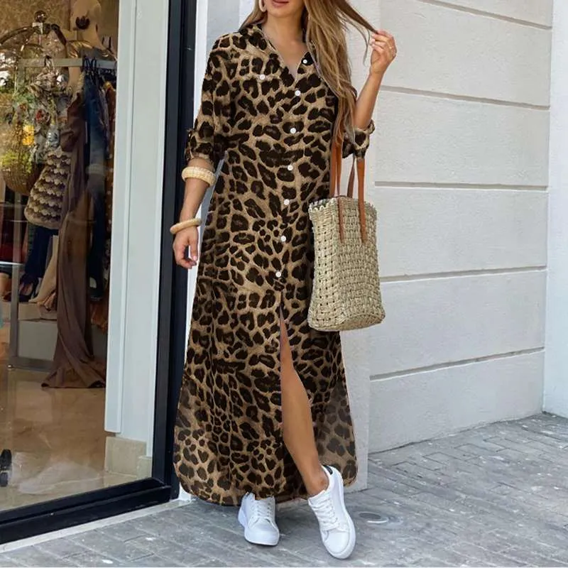 Women Party Autumn Casual Long Sleeve Maxi Long Vestidos Dress - WD8068