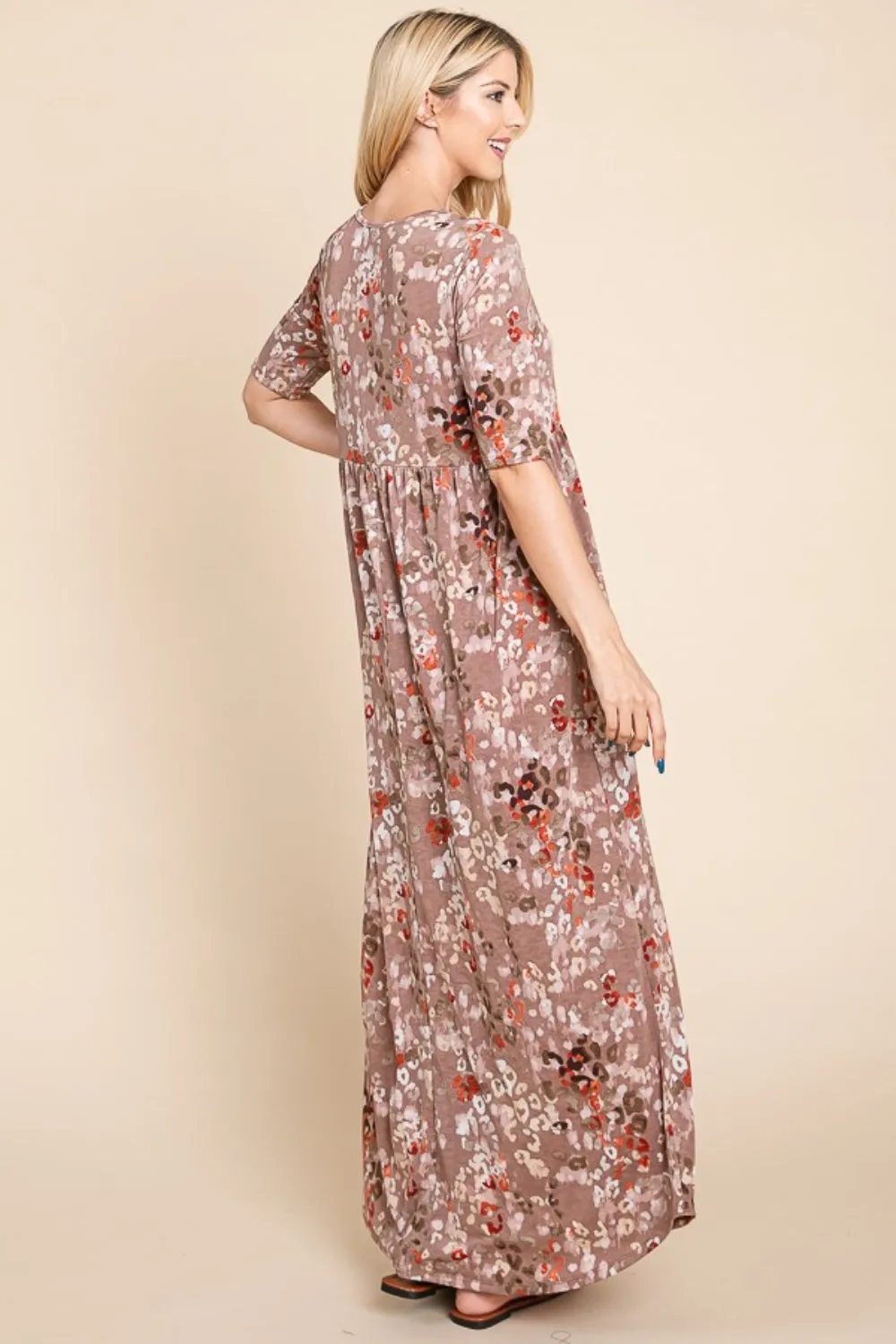 Women's BOMBOM Printed Shirred Maxi Dress