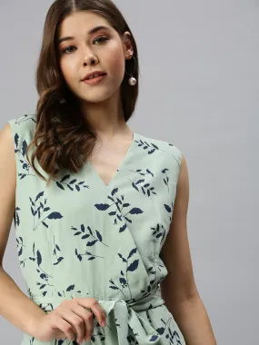 Women's Green Geometrical Jumpsuit