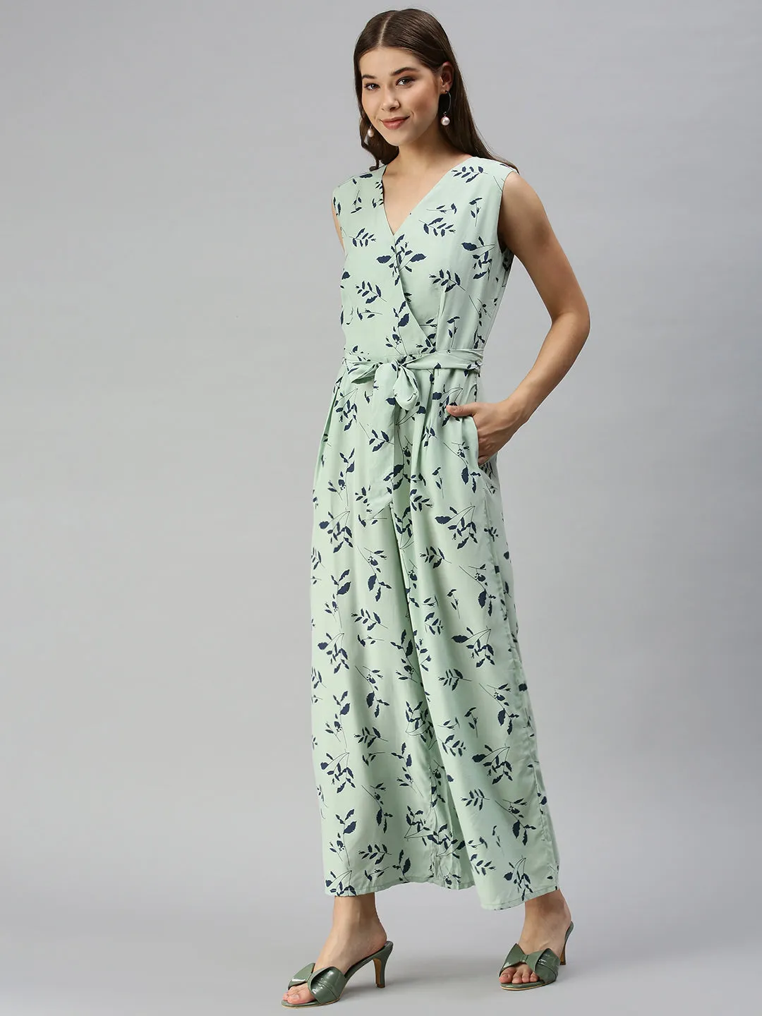 Women's Green Geometrical Jumpsuit