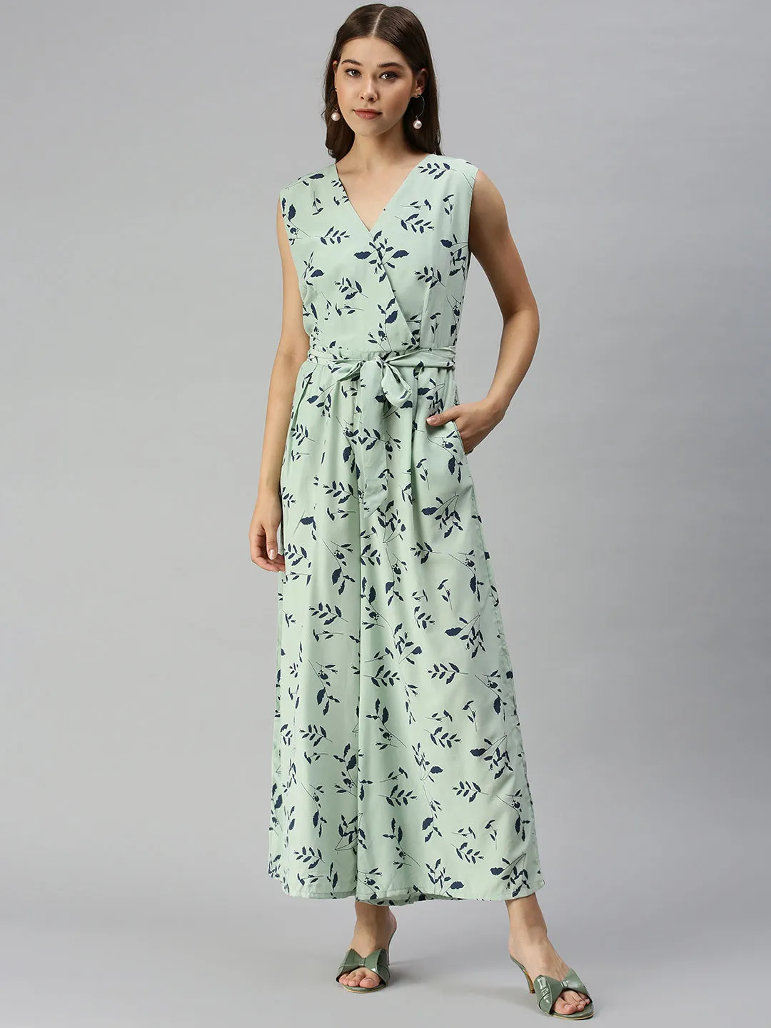 Women's Green Geometrical Jumpsuit