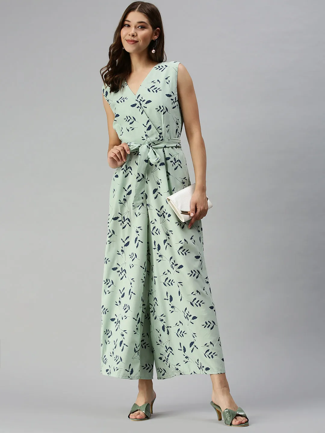 Women's Green Geometrical Jumpsuit