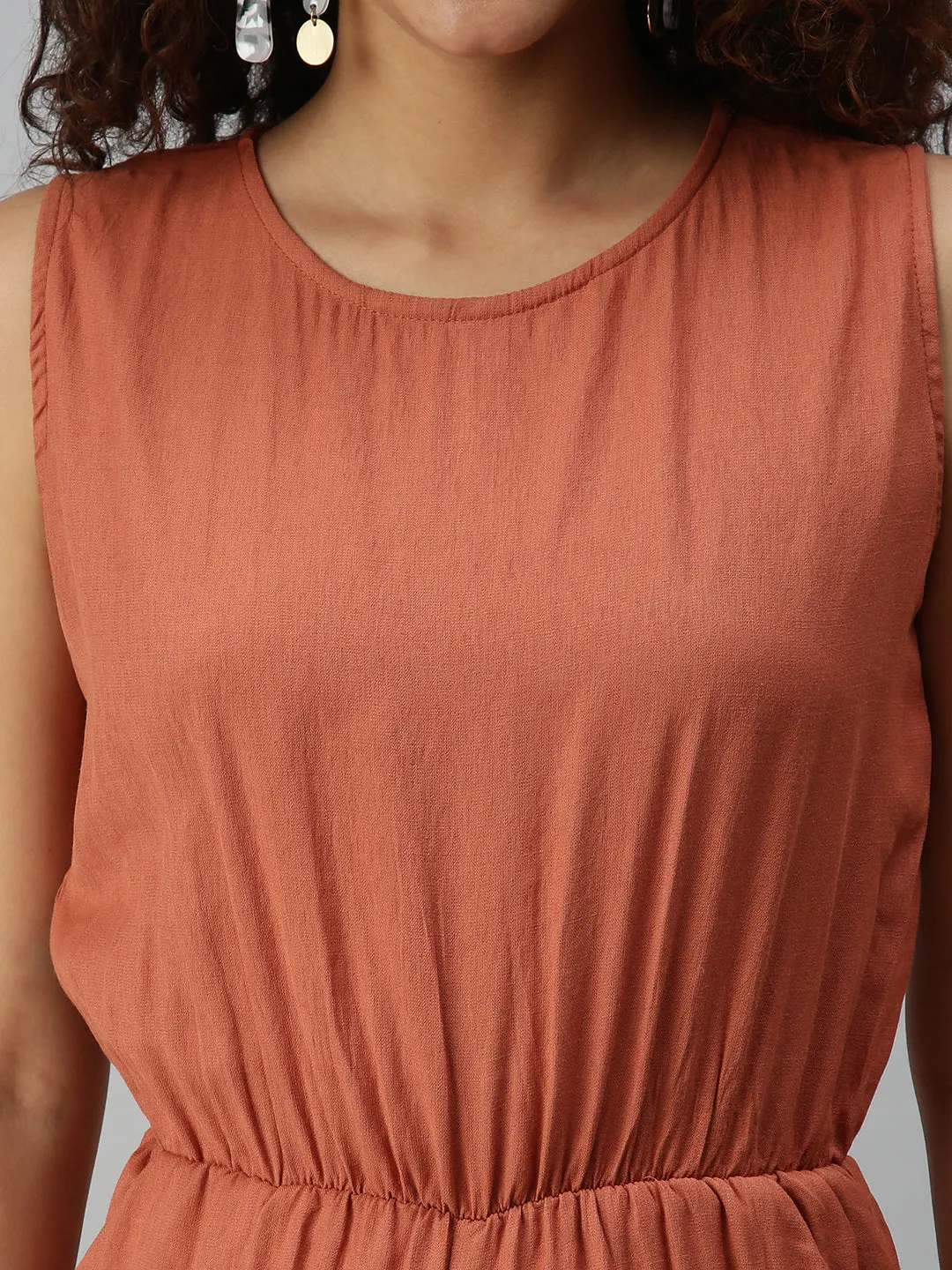 Women's Red Solid Jumpsuit