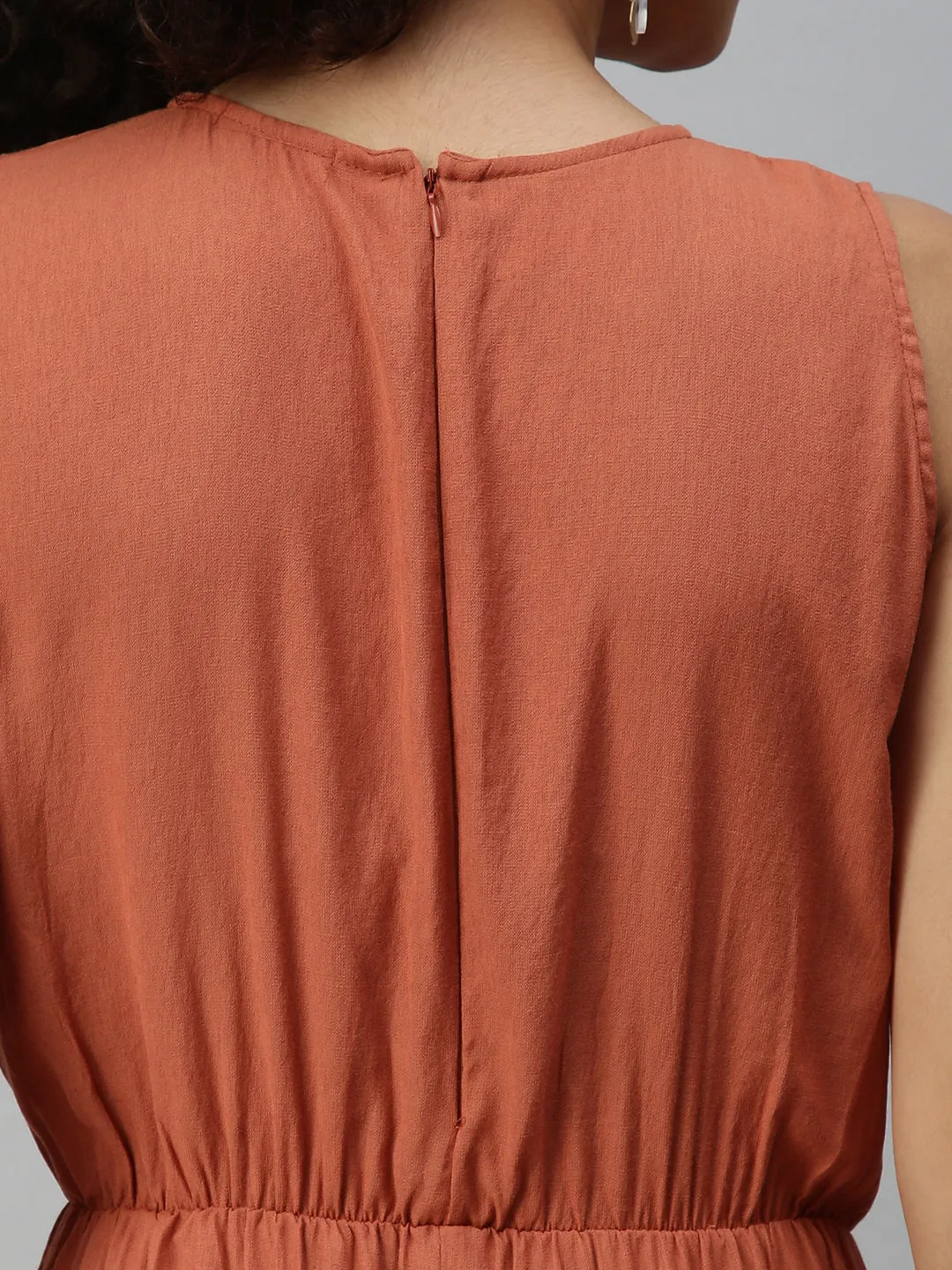 Women's Red Solid Jumpsuit