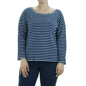Women's Striped Casual Top,Navy/White