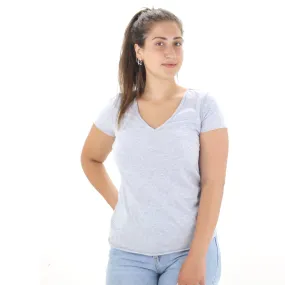 Women's V-Neck Casual Top,Light Grey
