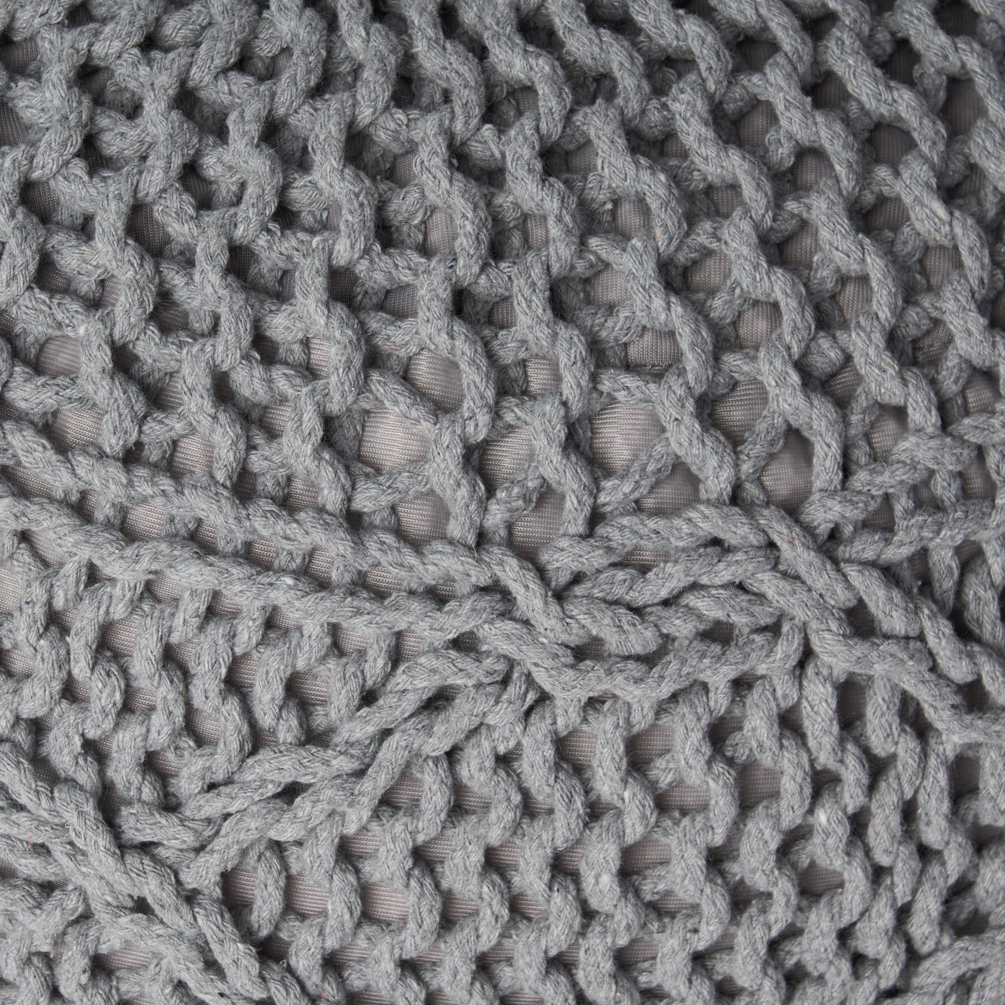 Woodbine Modern Knitted Cotton Round Pouf