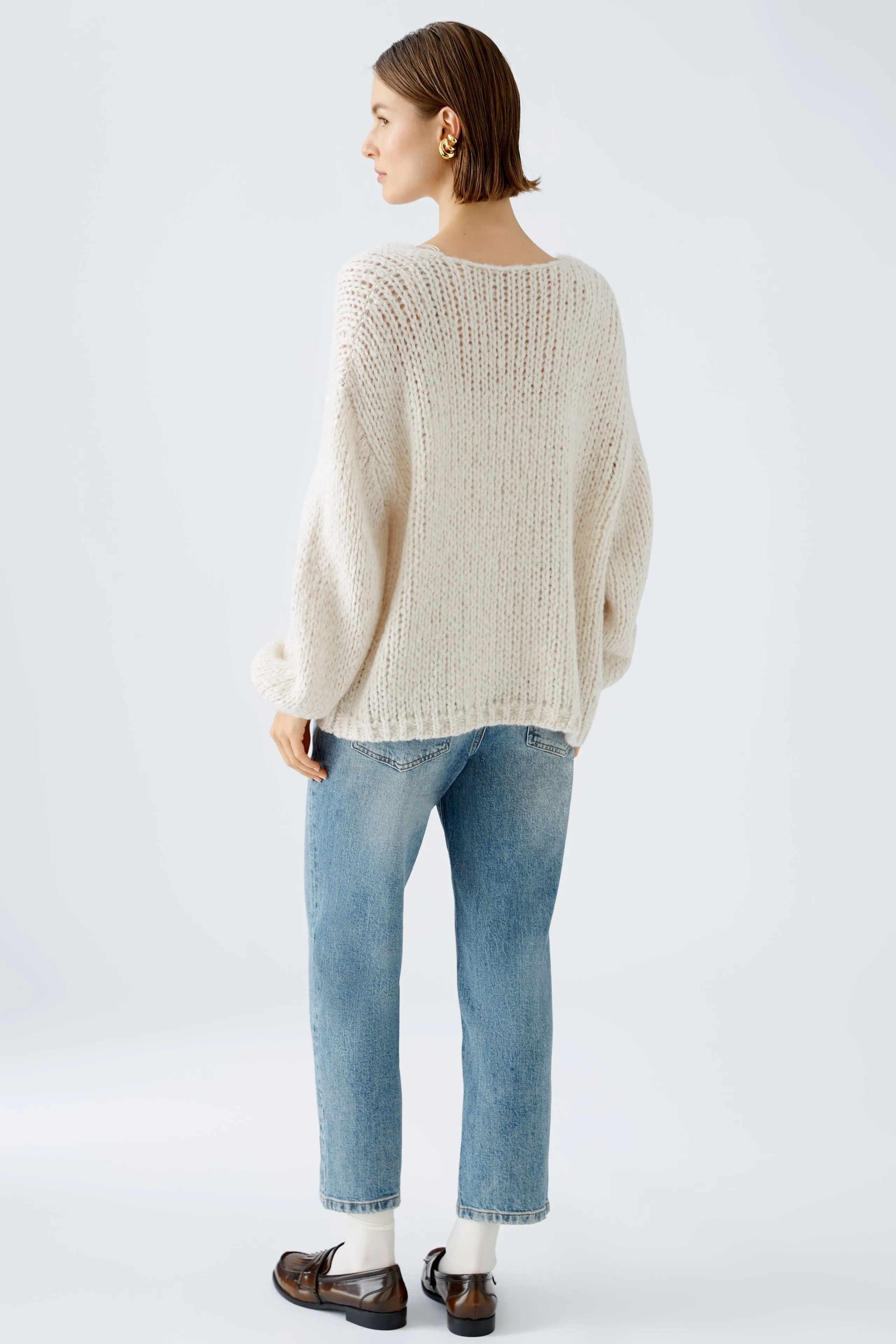 Wool and Mohair Cardigan in Light Beige Melange