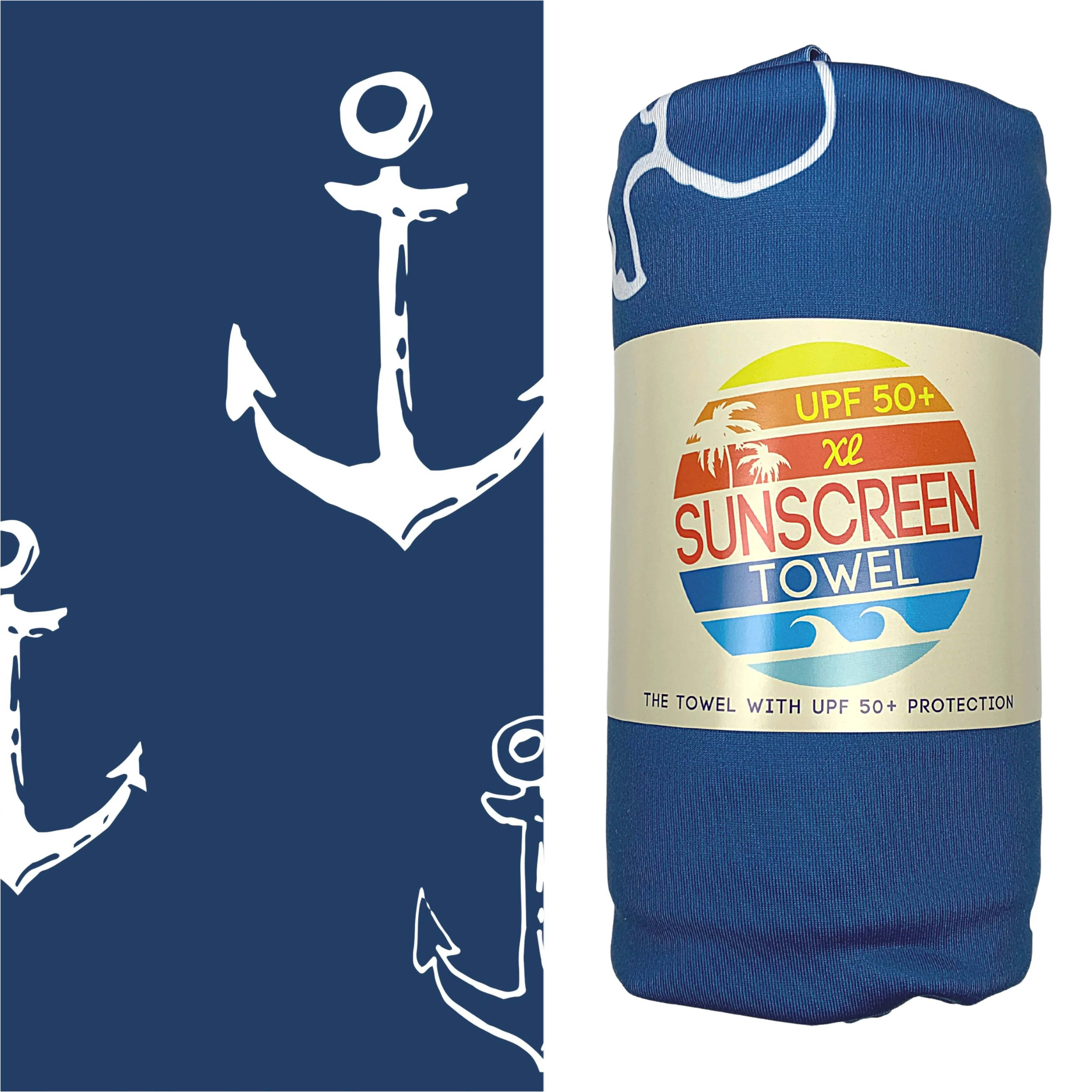 XL UPF 50  Sunscreen Towel (Blue Anchor)