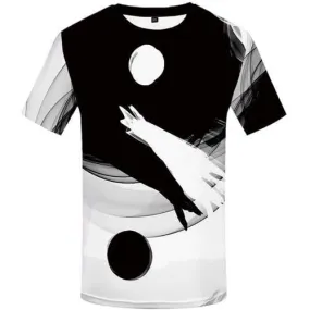 Yin Yang T-shirt Men Black And White T-shirts 3d Harajuku Tshirts Cool Gothic Tshirt Anime Short Sleeve Fashion Men/women Tops
