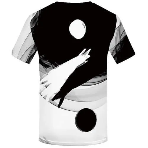 Yin Yang T-shirt Men Black And White T-shirts 3d Harajuku Tshirts Cool Gothic Tshirt Anime Short Sleeve Fashion Men/women Tops