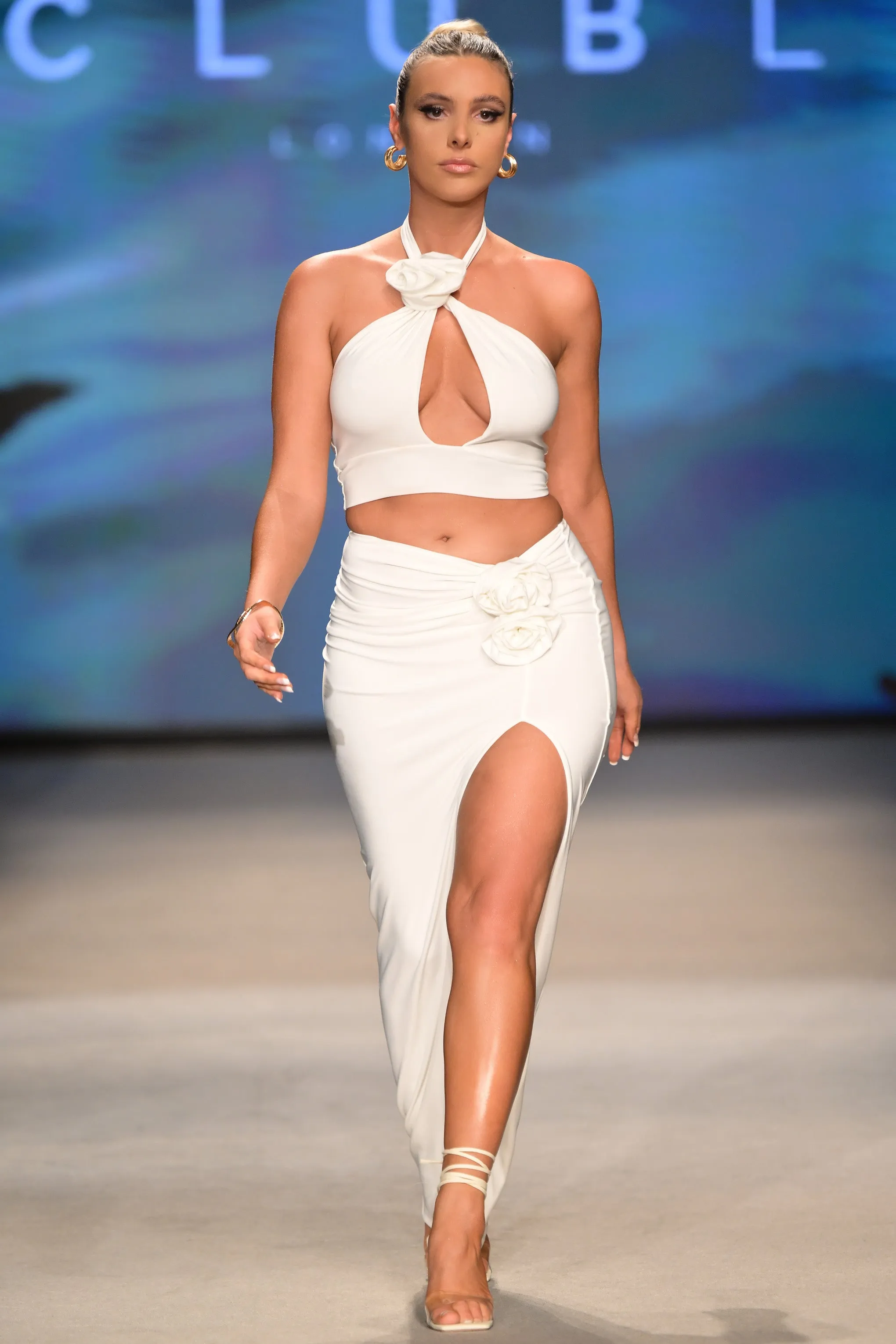 Your Angel | White Thigh Split Maxi Skirt With Flowers